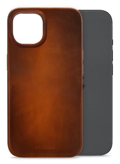Mobilize Magsafe Compatible Premium Leather Case Apple Iphone 15 Burned Cognac - Essentify