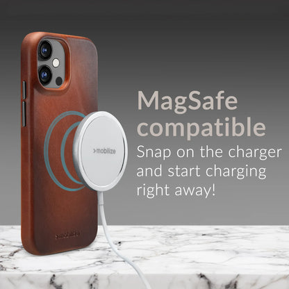 Mobilize Magsafe Compatible Premium Leather Case Apple Iphone 15 Burned Cognac - Essentify