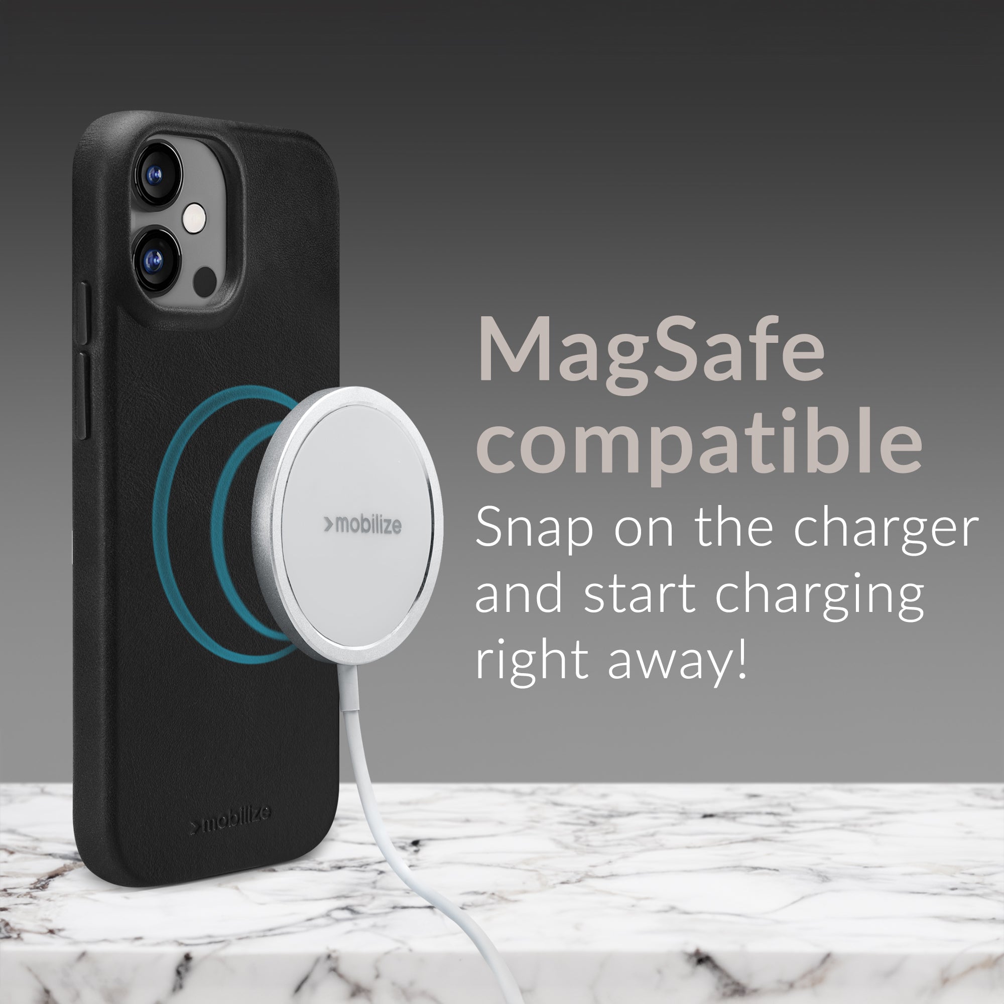 Mobilize Magsafe Compatible Premium Leather Case Apple Iphone 15 Pro Max Black