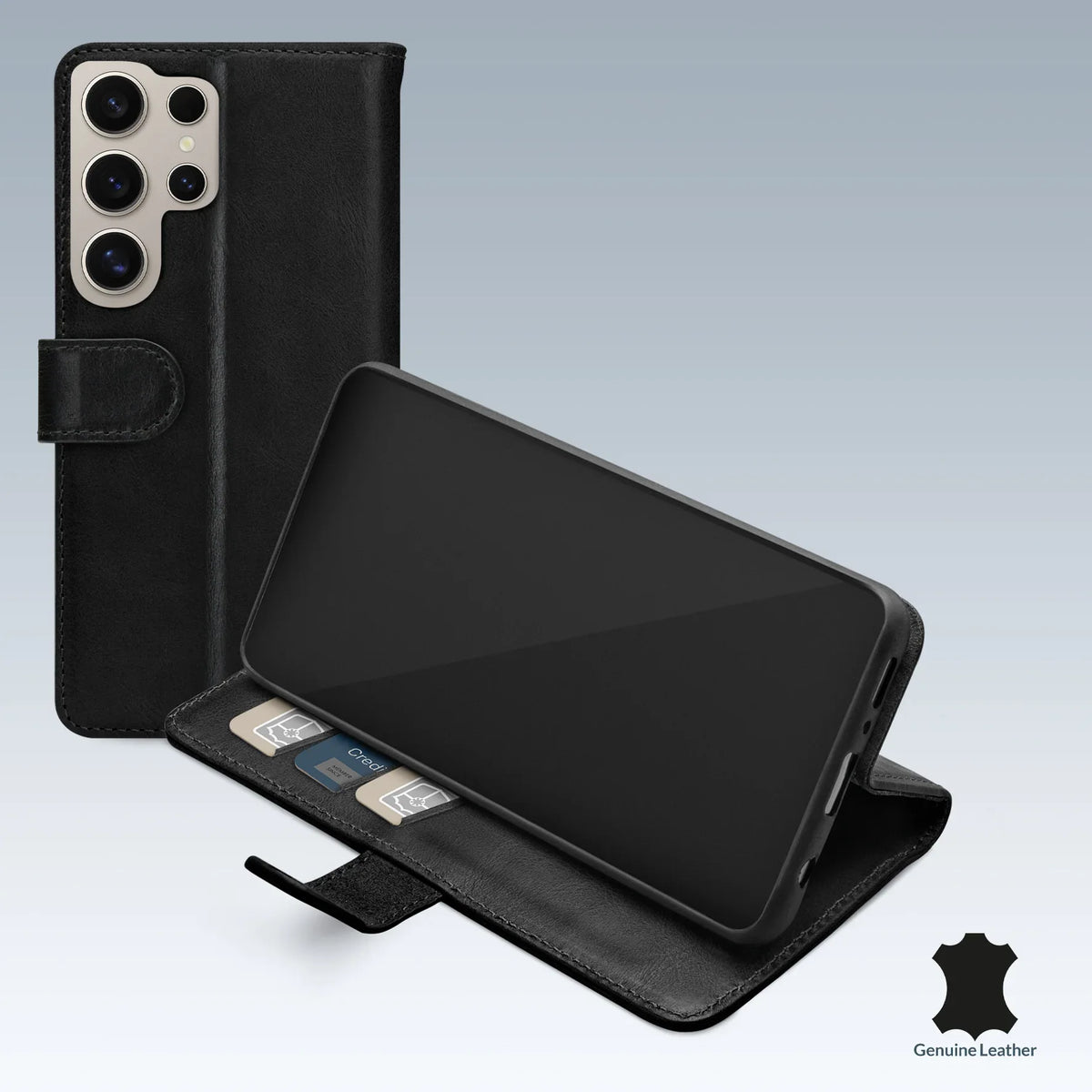Mobilize Leather Wallet Samsung Galaxy S24 Ultra 5G Black - Essentify