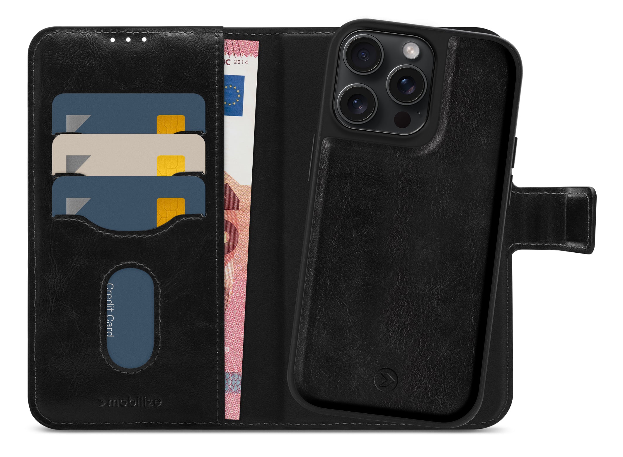 Mobilize 2In1 Magsafe Compatible Gelly Wallet Case Apple Iphone 15 Pro Max Black