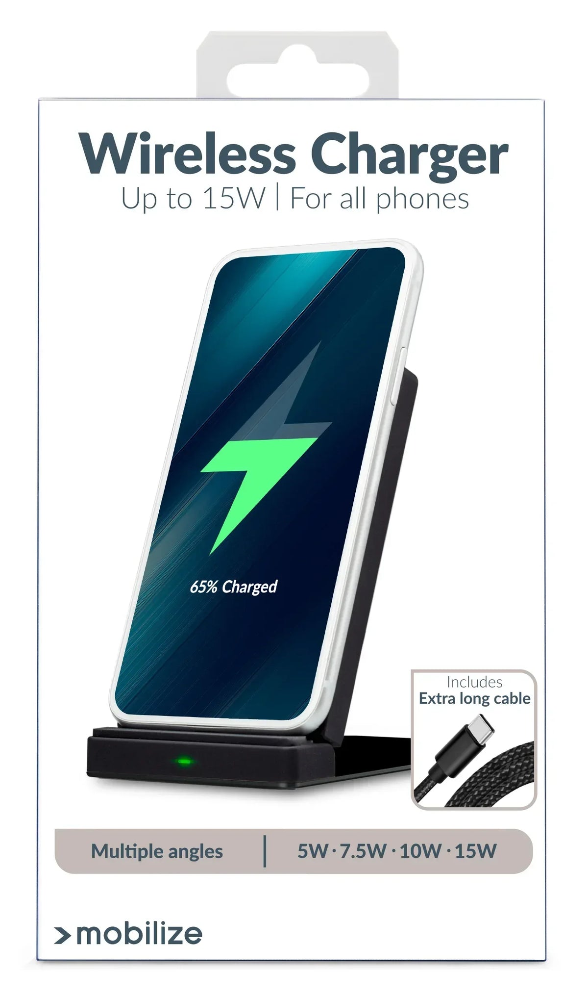 Mobilize Wireless Fast Charger Foldable 5W/7.5W/10W/15W Pu Leather Black - Essentify