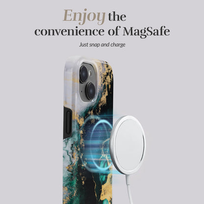 Mio By Mobilize Mio Green Marble Magsafe Compatible For Iphone 14 Plus/15 Plus - Essentify