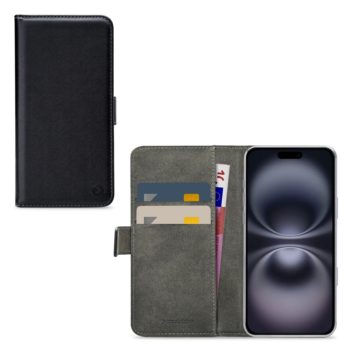 Mobilize Classic Gelly Wallet Book Case Apple Iphone 16 Plus Black - Essentify