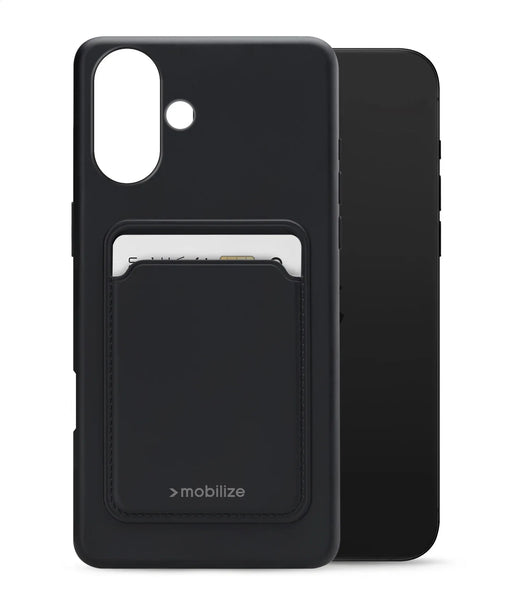 Mobilize Rubber Gelly Card Case Apple Iphone 16 Plus Matt Black - Essentify