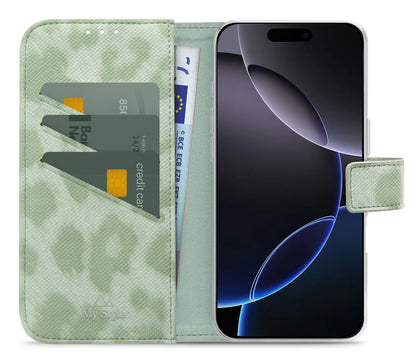 My Style Flex Wallet For Apple Iphone 16 Pro Max Green Leopard