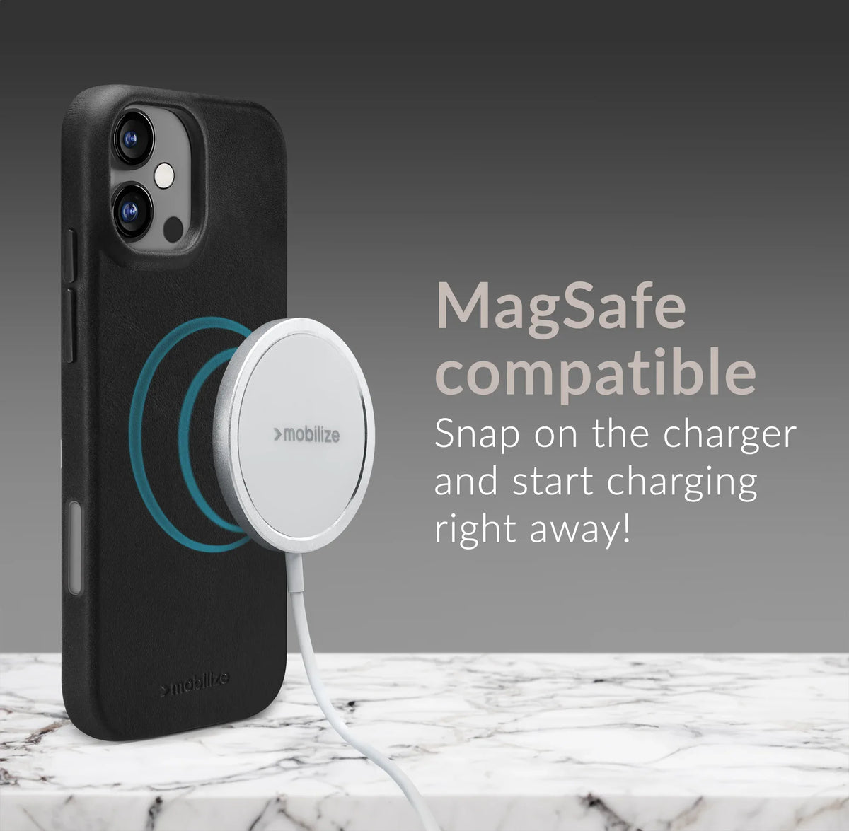 Mobilize Magsafe Compatible Premium Leather Case Apple Iphone 16 Black - Essentify