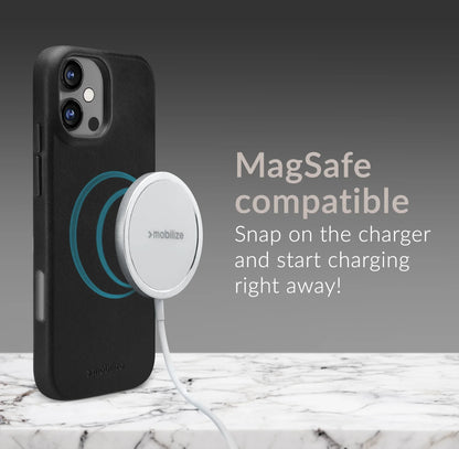 Mobilize Magsafe Compatible Premium Leather Case Apple Iphone 16 Plus Black - Essentify