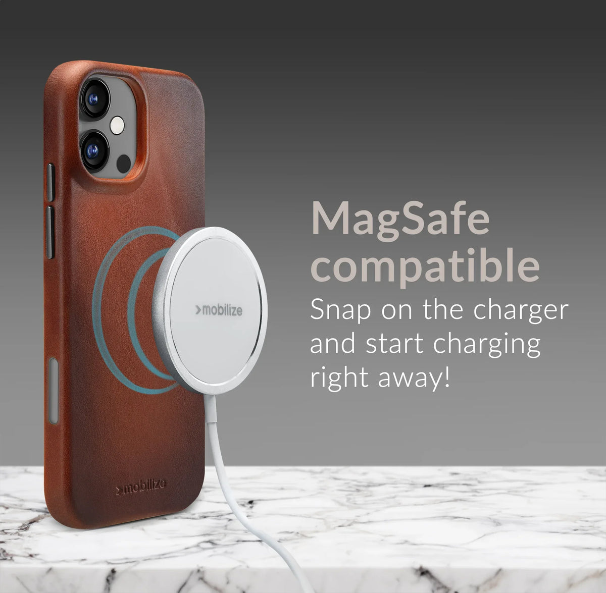 Mobilize Magsafe Compatible Premium Leather Case Apple Iphone 16 Plus Burned Cognac - Essentify