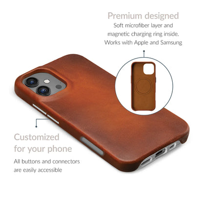 Mobilize Magsafe Compatible Premium Leather Case Apple Iphone 16 Pro Max Burned Cognac - Essentify