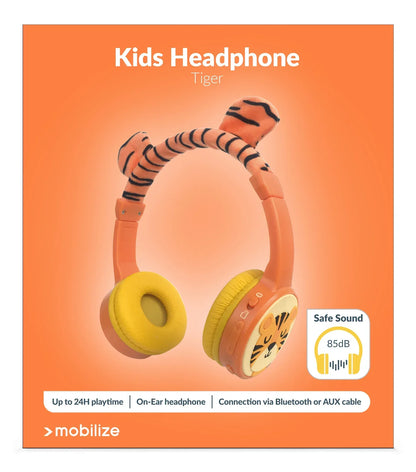 Mobilize Wireless/Wired Over Ear Kids Headphone 85Db Tiger - Essentify