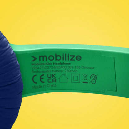 Mobilize Wireless/Wired Over Ear Kids Headphone 85Db Dinosaur - Essentify