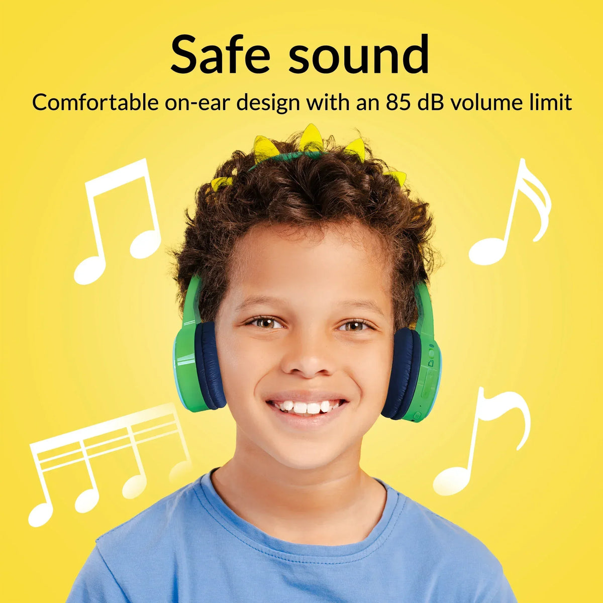 Mobilize Wireless/Wired Over Ear Kids Headphone 85Db Dinosaur - Essentify