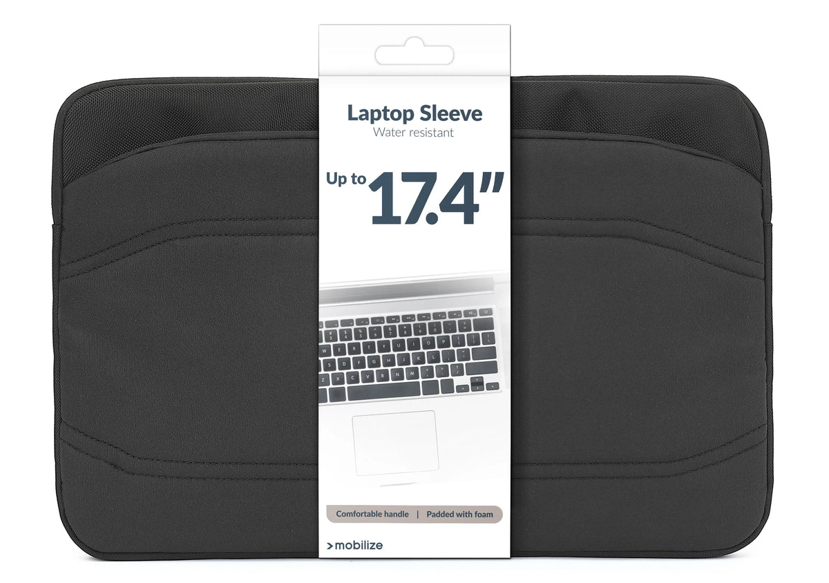 Mobilize Waterresistant Laptop Sleeve Up To 17.4Inch Black - Essentify