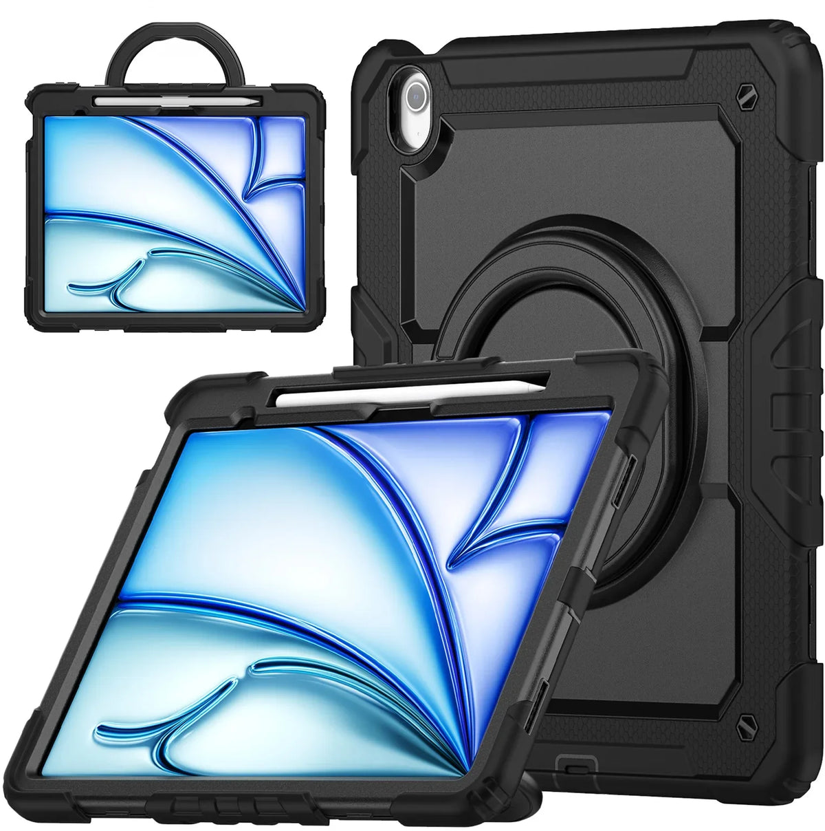 Mobilize Rotating Defender Case Stand Function For Apple Ipad Air 13 (2024/2025) Black - Essentify