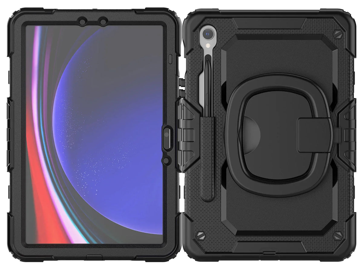 Mobilize Rotating Defender Case Stand Function For Samsung Galaxy Tab S9 11/S9 Fe 10.9 Black - Essentify