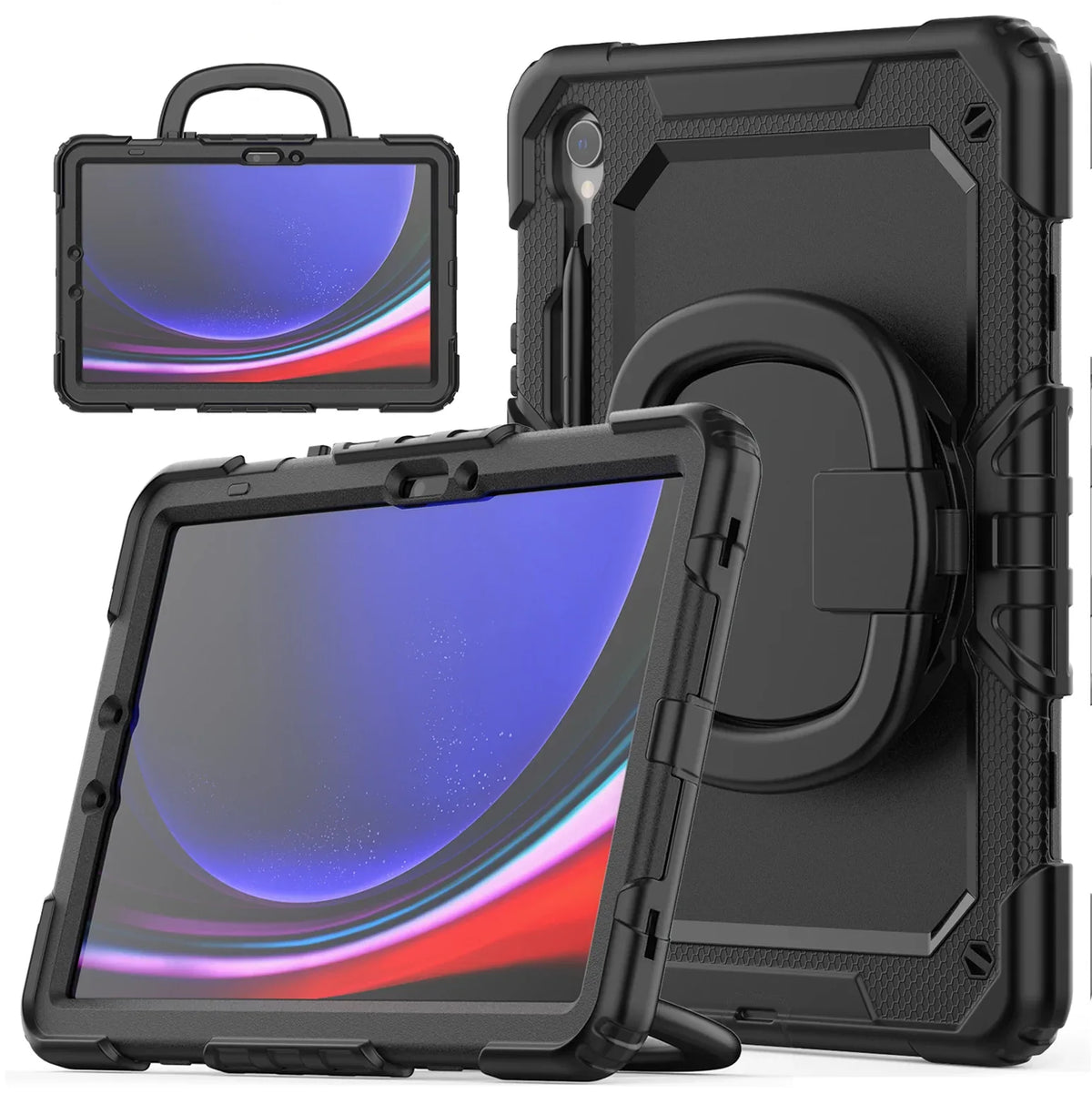 Mobilize Rotating Defender Case Stand Function For Samsung Galaxy Tab S9 11/S9 Fe 10.9 Black - Essentify