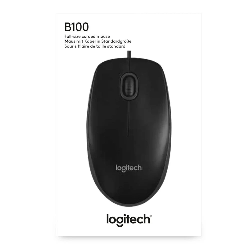 Logitech B100 | Bedrade Muis | Links- en Rechtshandig | USB-A | 800 DPI | Zwart - Essentify