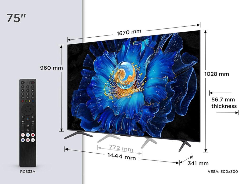 TCL 75C61KS | 75" 4K Ultra HD QD-MiniLED | Google TV | Dolby Vision | HDMI 2.1 | Smart TV