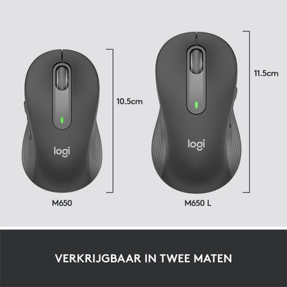 Logitech Signature M650 | Draadloze Muis | RF-Draadloos + Bluetooth | 1000 DPI | Grafiet