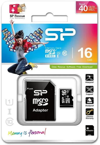 Silicon Power Micro Sdhc Incl. Sd Adapter 16Gb Class 10 - Essentify