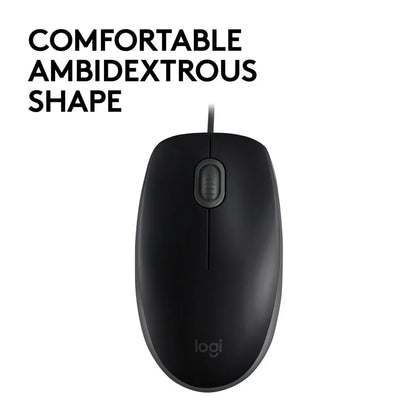 Logitech B110 Silent | Bekabelde Muis | Links- en Rechtshandig | USB-A | 1000 DPI | Zwart - Essentify