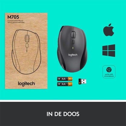 Logitech Marathon M705 | Draadloze Muis | Rechtshandig | RF | 1000 DPI | Zwart