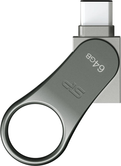 Silicon Power C80 Dual Usb Pendrive Mobile 64Gb Usb-C Grey - Essentify