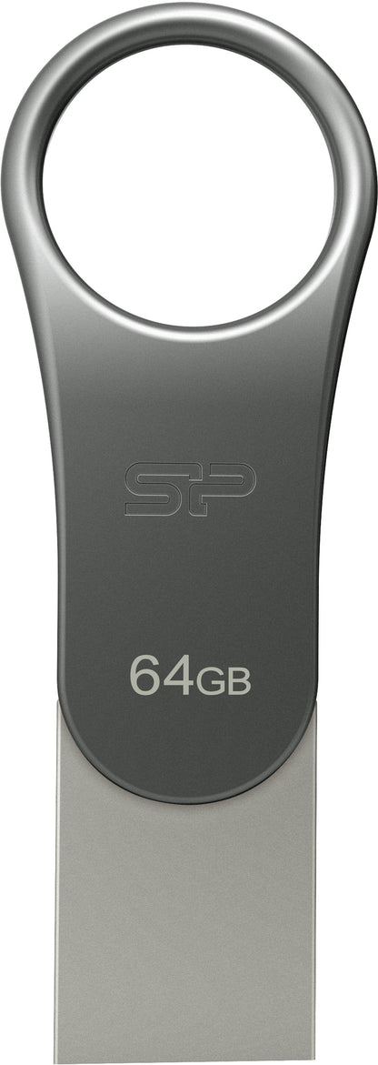 Silicon Power C80 Dual Usb Pendrive Mobile 64Gb Usb-C Grey - Essentify