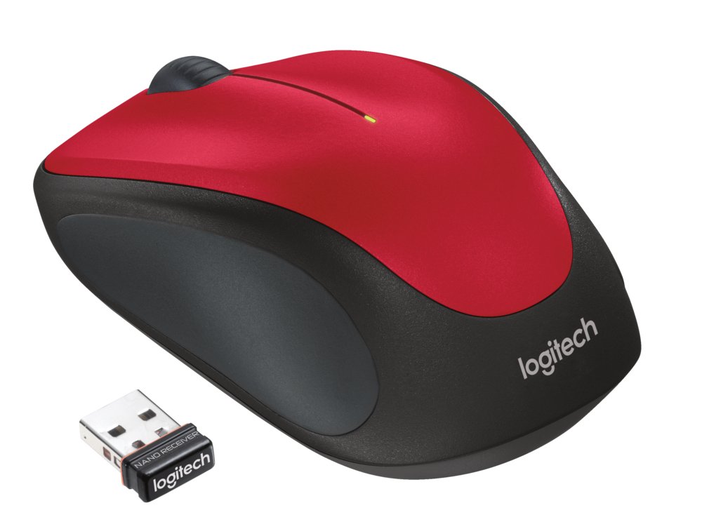 Logitech M235 | Draadloze Muis | Links- en Rechtshandig | RF | 1000 DPI | Rood/Zwart
