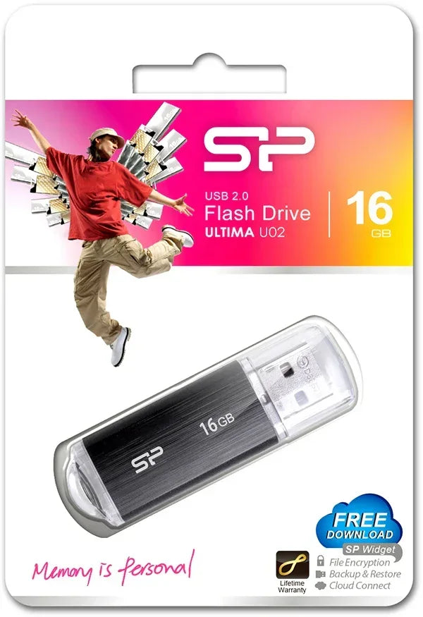 Silicon Power U02 Ultima Usb Pendrive 16Gb Usb 2.0 Black - Essentify