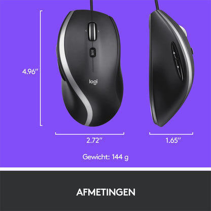 Logitech M500s Advanced | Bekabelde Muis | Rechtshandig | USB-A | 4000 DPI | Zwart/Zilver