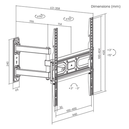 SBOX PLB-3644-2 | TV-beugel | 32-55" | Max 35kg | VESA 400x400