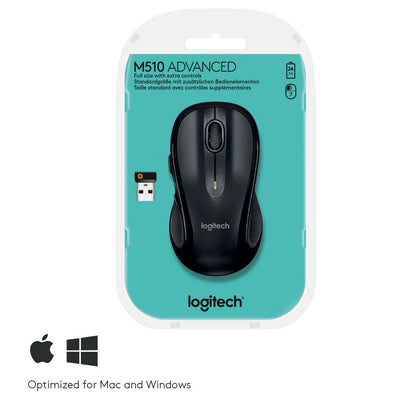 Logitech M510 | Draadloze Muis | Links- en Rechtshandig | RF | 1000 DPI | Zwart | Returned