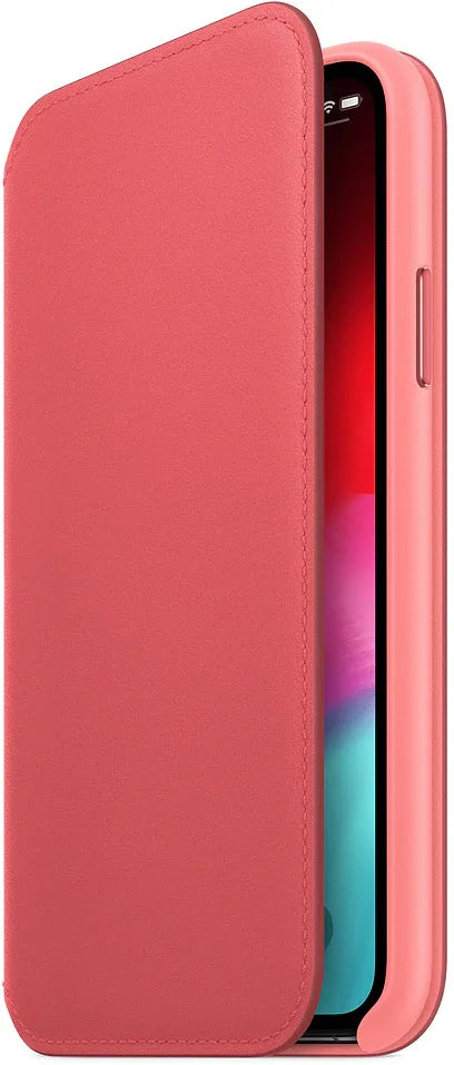 Apple Leather Folio Case Iphone Xs Peony Pink - Essentify