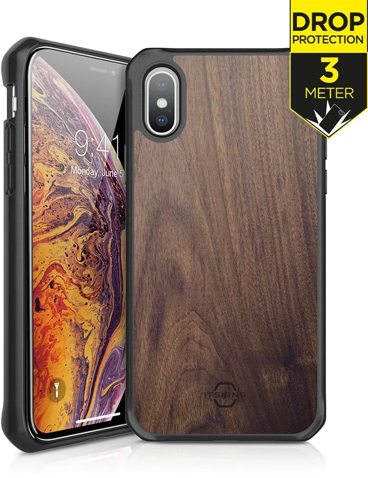 Itskins Level 2 Hybridfusion For Apple Iphone Xs Max Dark Wood - Essentify