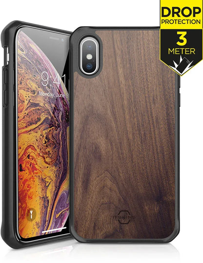 Itskins Level 2 Hybridfusion For Apple Iphone Xs Max Dark Wood - Essentify