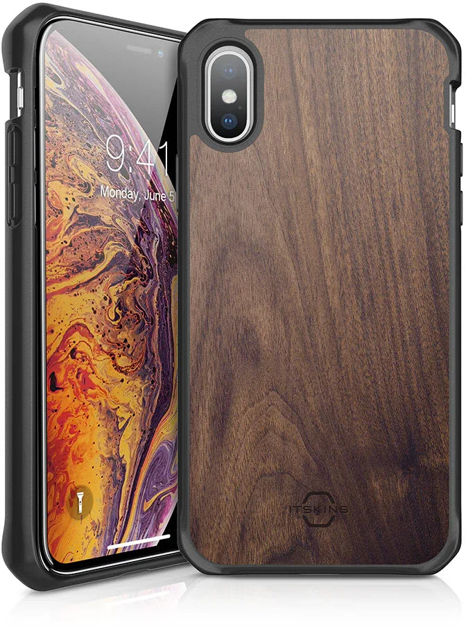 Itskins Level 2 Hybridfusion For Apple Iphone Xs Max Dark Wood - Essentify
