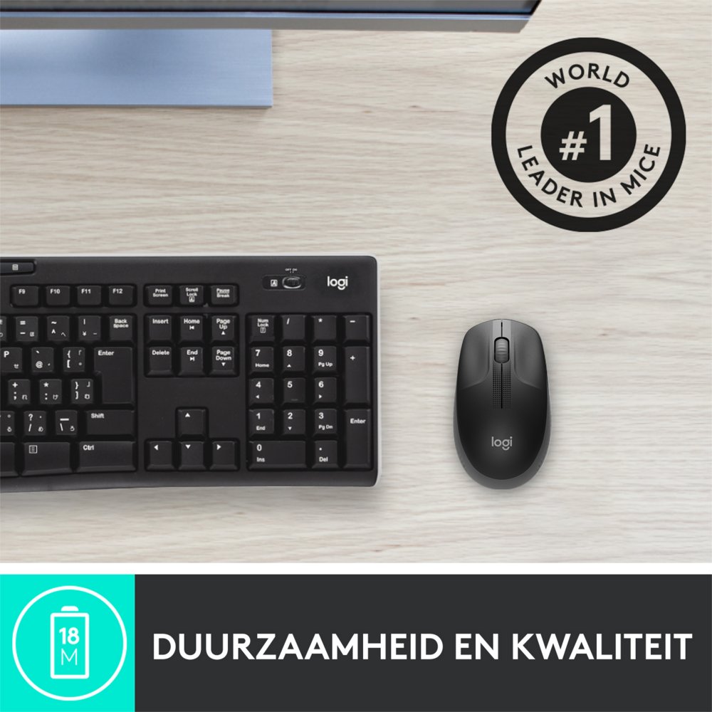 Logitech M190 | Draadloze Muis | Links- en Rechtshandig | RF | 1000 DPI | Zwart