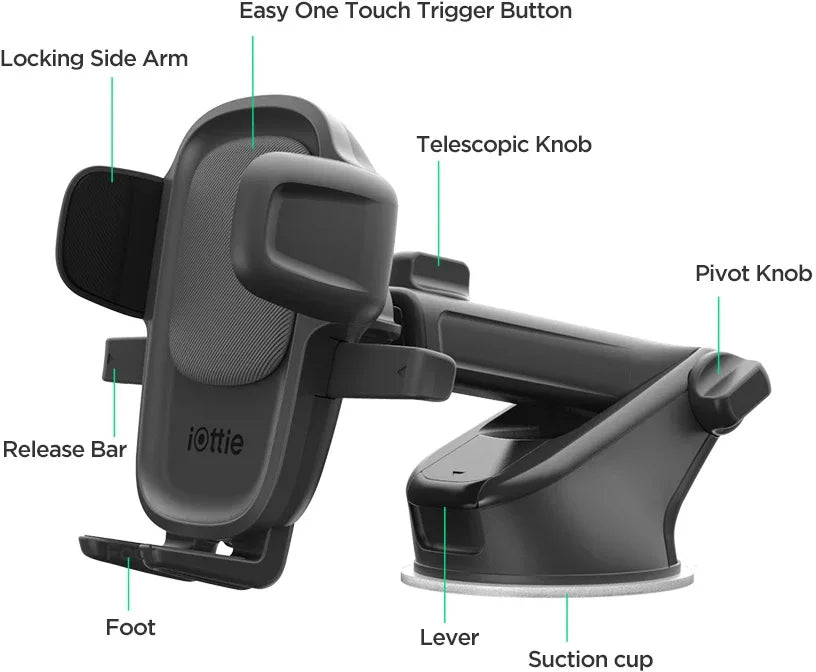 Iottie Easy One Touch 5 Dash/Windshield Mount Black - Essentify