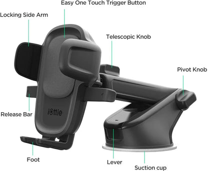 Iottie Easy One Touch 5 Dash/Windshield Mount Black - Essentify