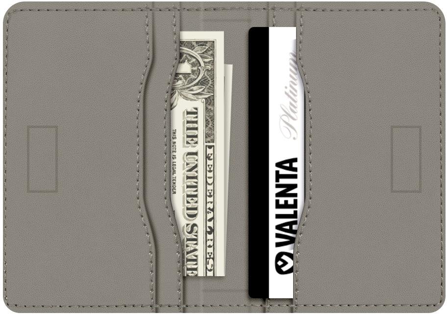 Valenta Leather Card Wallet Snap Grey - Essentify