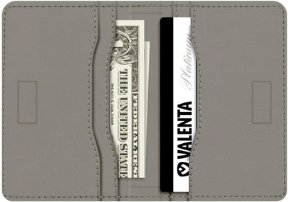Valenta Leather Card Wallet Snap Grey - Essentify