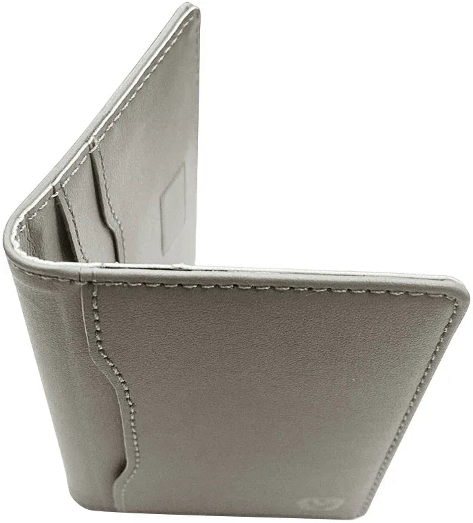 Valenta Leather Card Wallet Snap Grey - Essentify