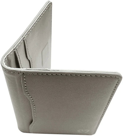 Valenta Leather Card Wallet Snap Grey - Essentify