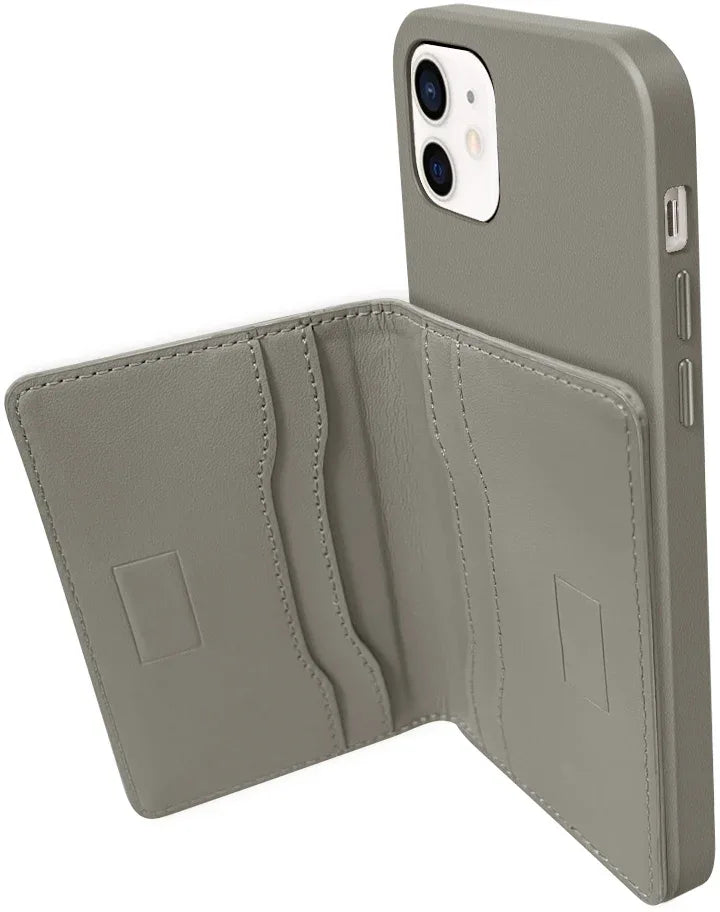 Valenta Leather Card Wallet Snap Grey - Essentify