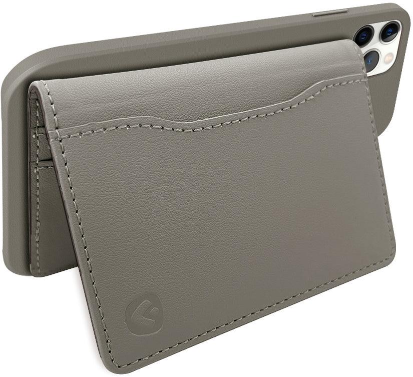 Valenta Leather Card Wallet Snap Grey - Essentify