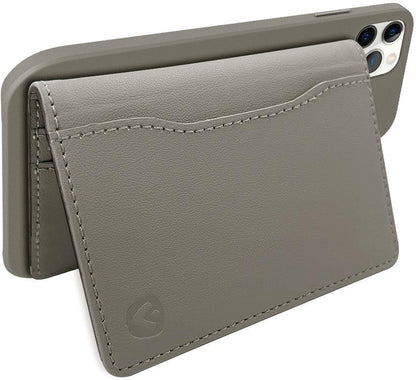 Valenta Leather Card Wallet Snap Grey - Essentify