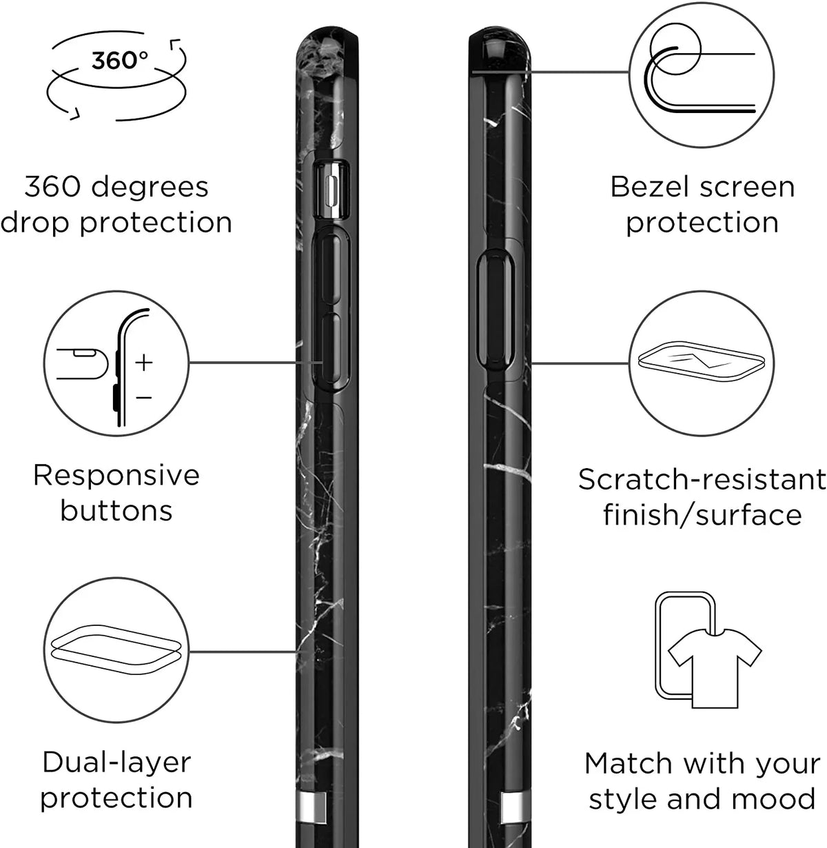 Richmond & Finch Freedom Series One-Piece Apple Iphone 13 Pro Black Marble - Essentify
