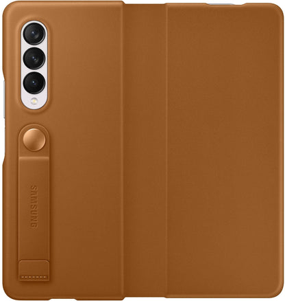 Samsung Leather Flip Cover Galaxy Z Fold3 Camel - Essentify